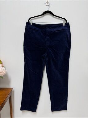 Denim&Co Navy Straight-Leg Velvet Pants